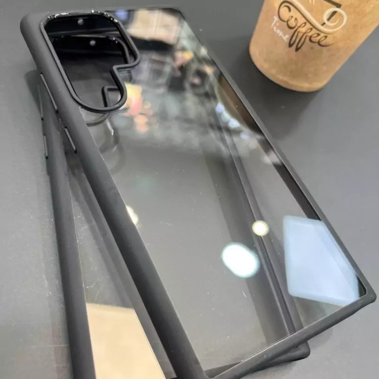 نصب قاب Magic Mask شفاف دور مشکی سامسونگ Galaxy S25 Ultra