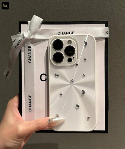 قاب کریستالی آیفون با طرح ستاره و ماه سفید