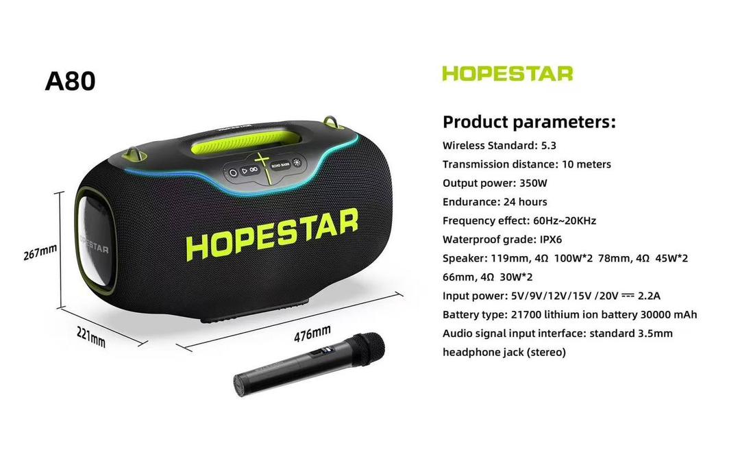 اسپیکر بلوتوثی HOPESTAR A80 ضدآب با میکروفون – همراه اکسسوری