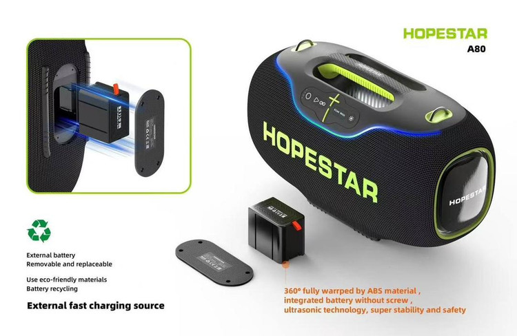 HOPESTAR A80 Portable Bluetooth Speaker with Microphone – Hamrah Accessory