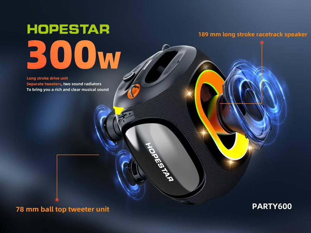 اسپیکر بلوتوثی ضدآب HOPESTAR Party 600 با باتری ۳۰٬۰۰۰ میلیآمپر