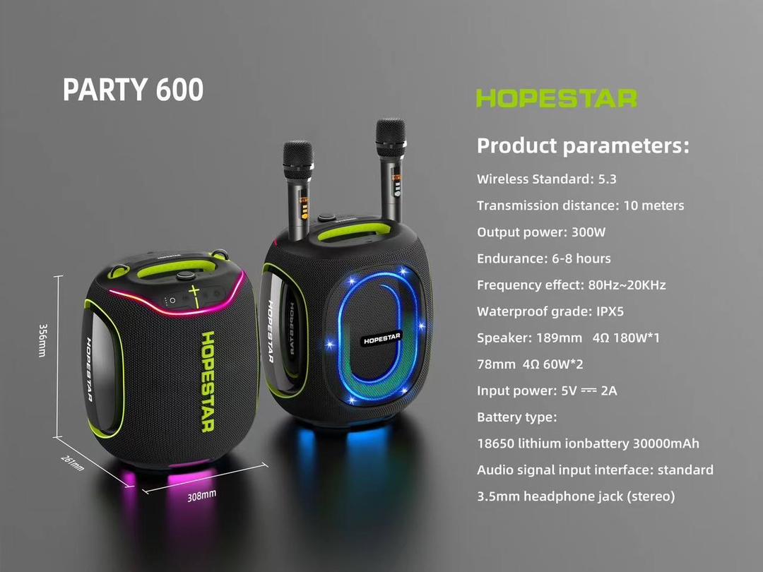اسپیکر بیسیم HOPESTAR Party 600 با استند و بند دوشی