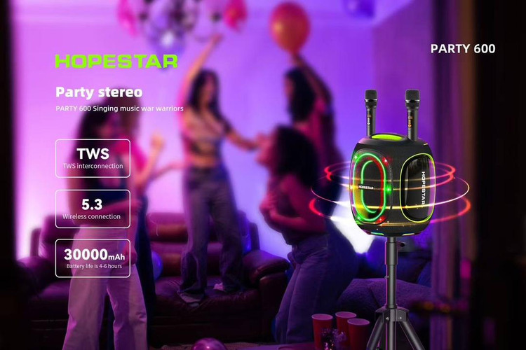اسپیکر بلوتوثی HOPESTAR Party 600 ضدآب با دو میکروفون – همراه اکسسوری