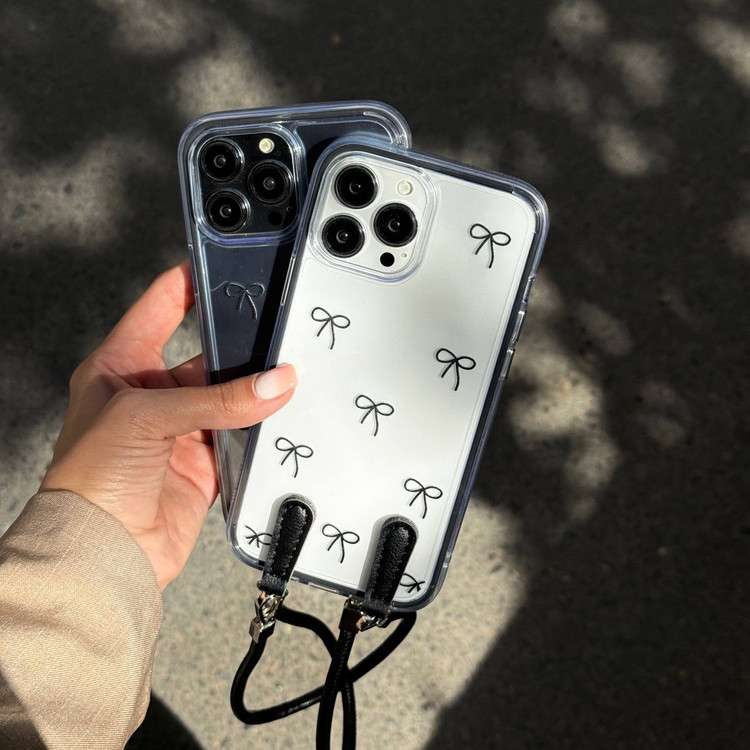 Black Transparent Bow iPhone Case with Charm