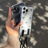 قاب پاپیونی مشکی شفاف آویزدار آیفون