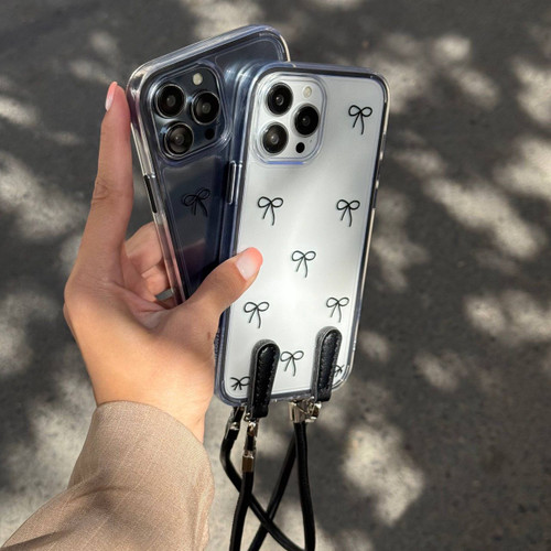 قاب پاپیونی مشکی شفاف آویزدار آیفون