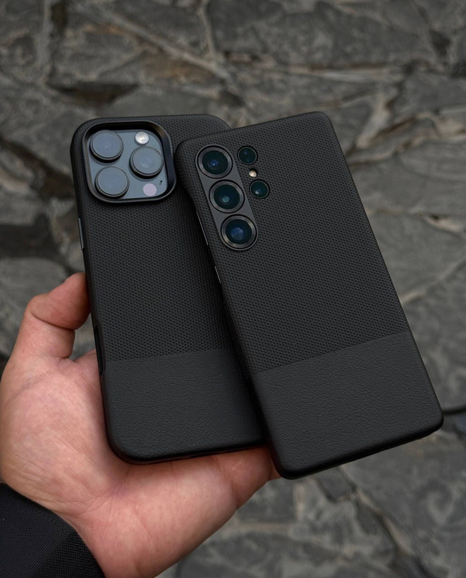 قاب فایبر لدر سامسونگ S25 Ultra با دور لنز آلومینیومی — همراه اکسسوری