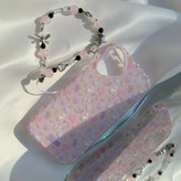 قاب آیفون گلدار صورتی با چاپ درخشان