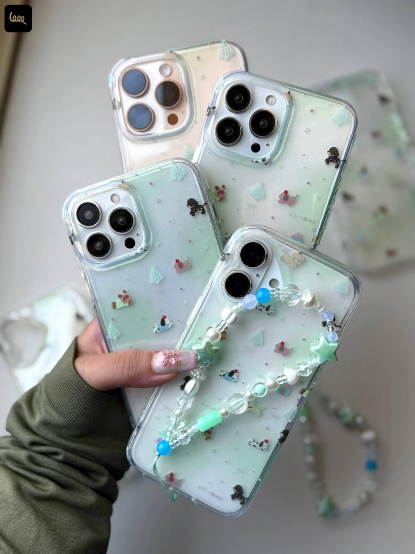 کاور شفاف آیفون همراه اکسسوری مدل سگهای کوچک