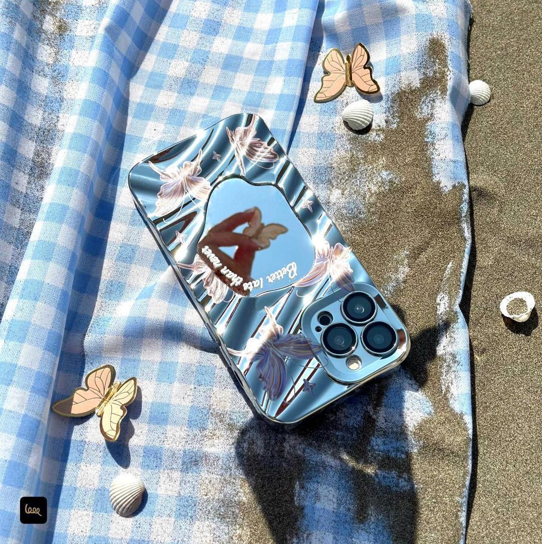 قاب آینه‌ای آیفون طرح Better Late Than Never همراه اکسسوری