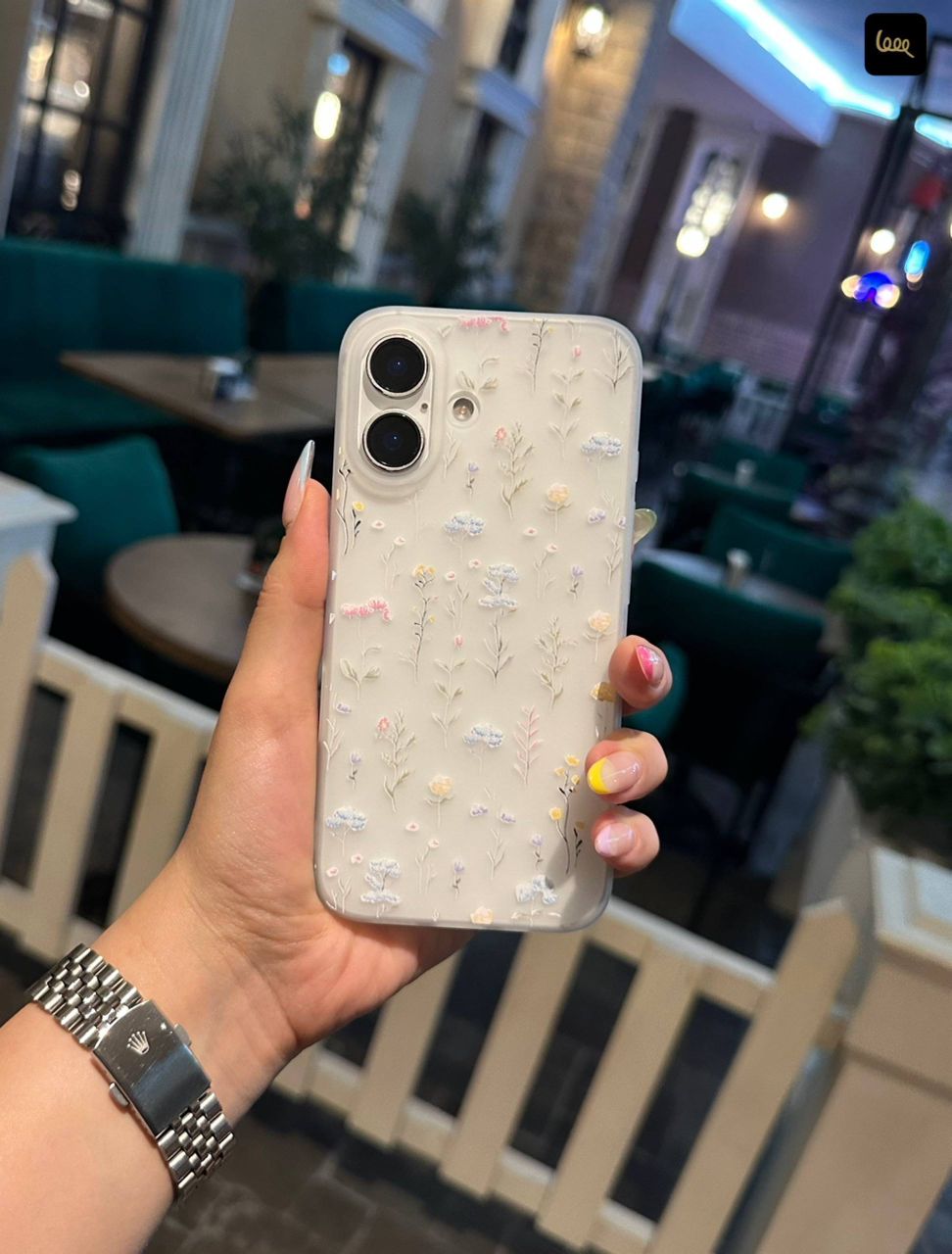 کیس مات گلدار آیفون همراه اکسسوری