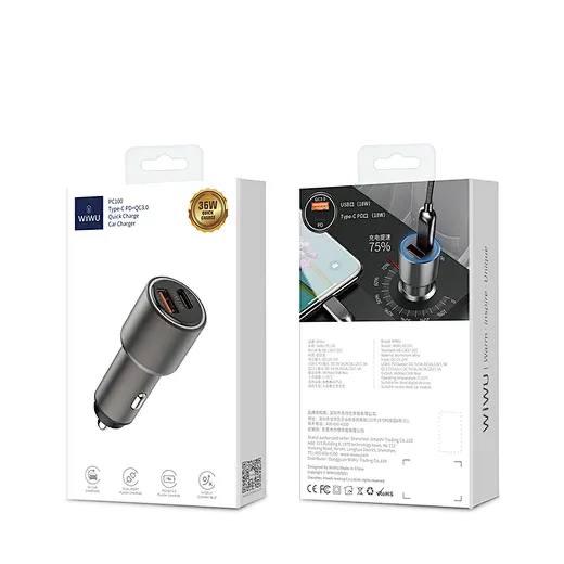 2. شارژر خودرو WiWU Car Charger 36W Fast با پورت USB