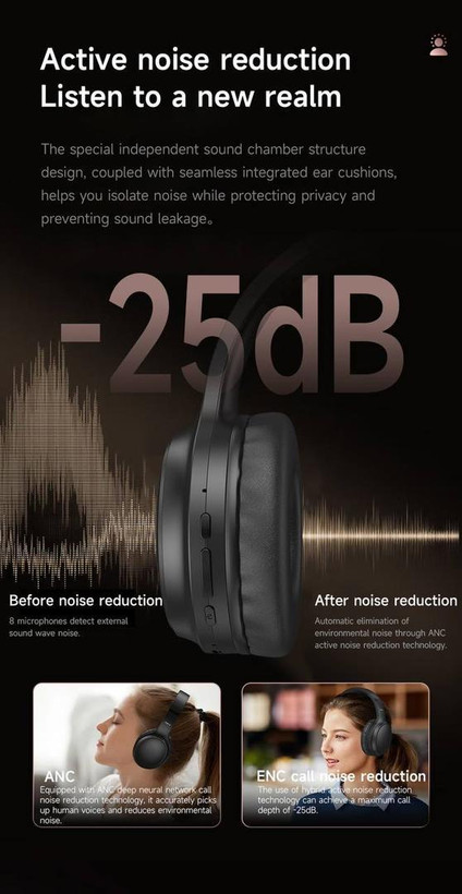 ۲. هدفون TOTU با صدای HiFi و باتری طولانی همراه اکسسوری