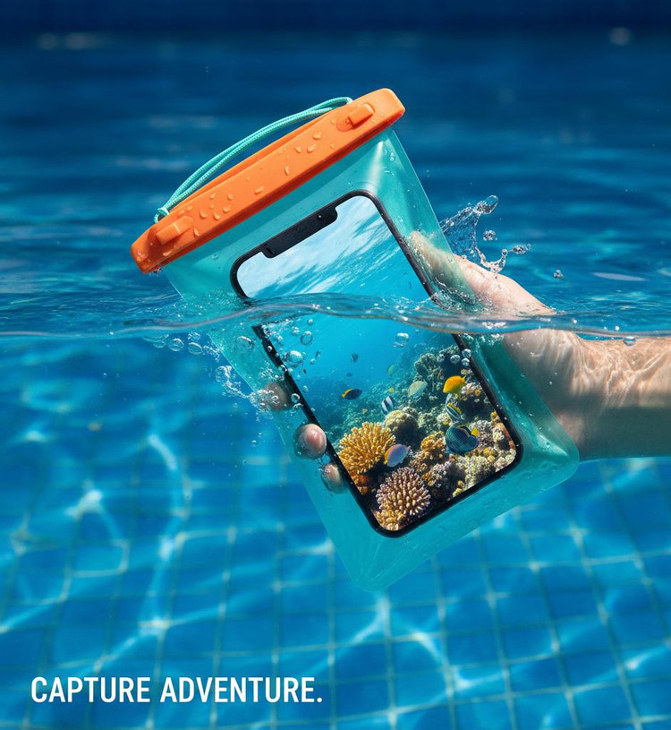 کاور نارنجی گوشی ضد آب همراه اکسسوری