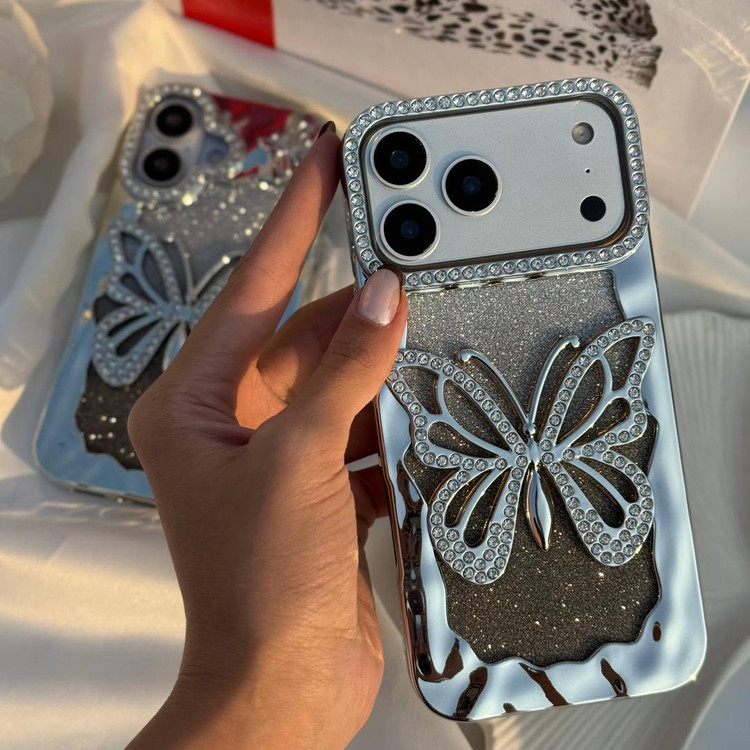 قاب پروانه نگین دار آیفون 15Promax همراه اکسسوری