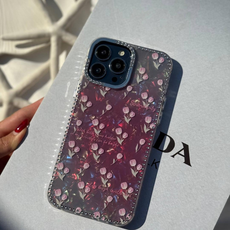 قاب لاله یخی نگین دار iPhone 13 همراه اکسسوری