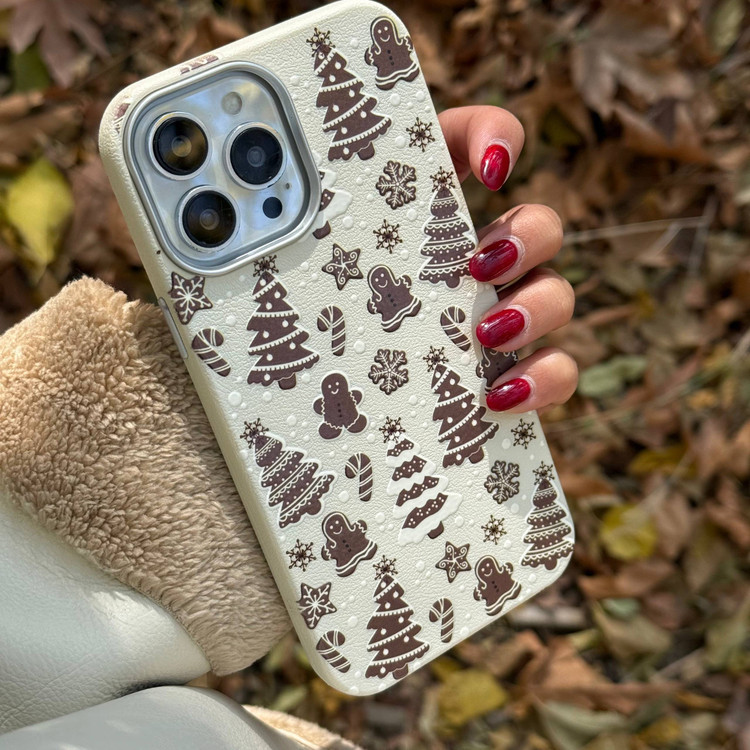 قاب گوشی طرح زمستانی بافت دار قهوه ای