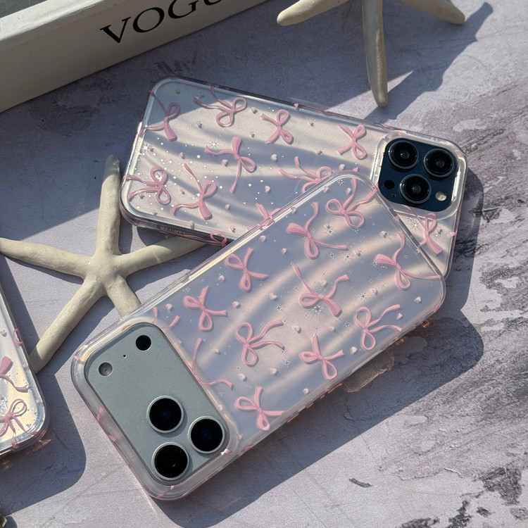 قاب گوشی طرح پاپیون رنگ مرجانی صورتی