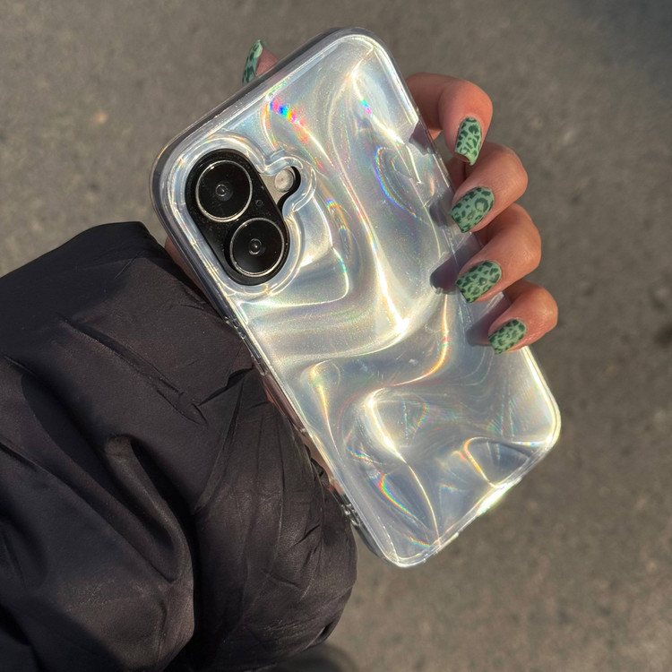 قاب آیفون طرح موجی مارپیچ کروم براق