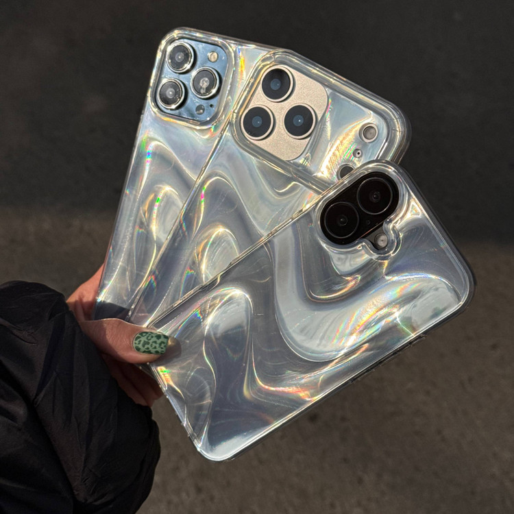 قاب آیفون طرح اسپیرال موجی کروم