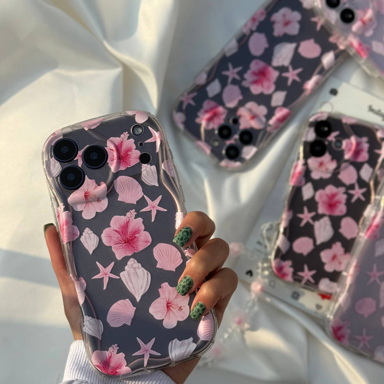 قاب موج اسپیرال صورتی آیفون با وایب دریایی