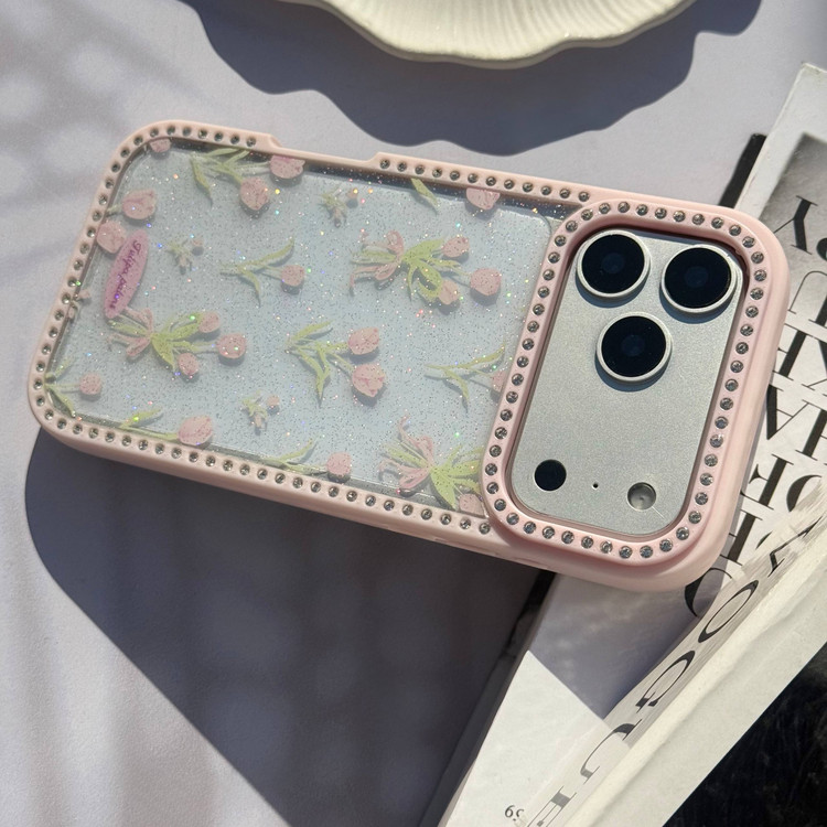 قاب فانتزی آیفون با طراحی گل لاله برجسته همراه اکسسوری