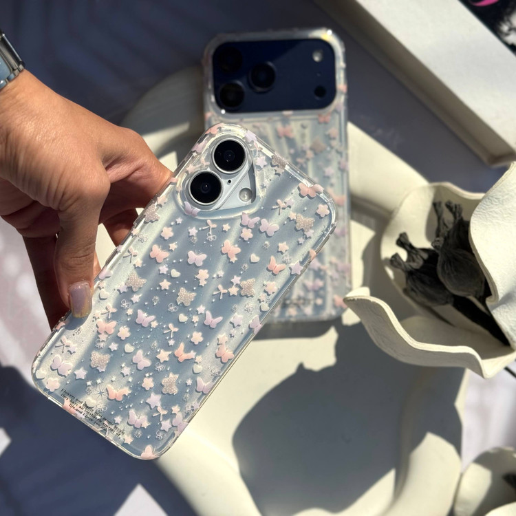 محافظ گوشی آیفون با جلوه رنگی پروانهها