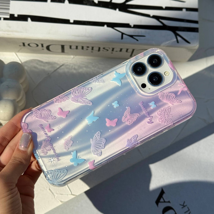 قاب آیفون پروانه ها سرخابی IMD همراه اکسسوری