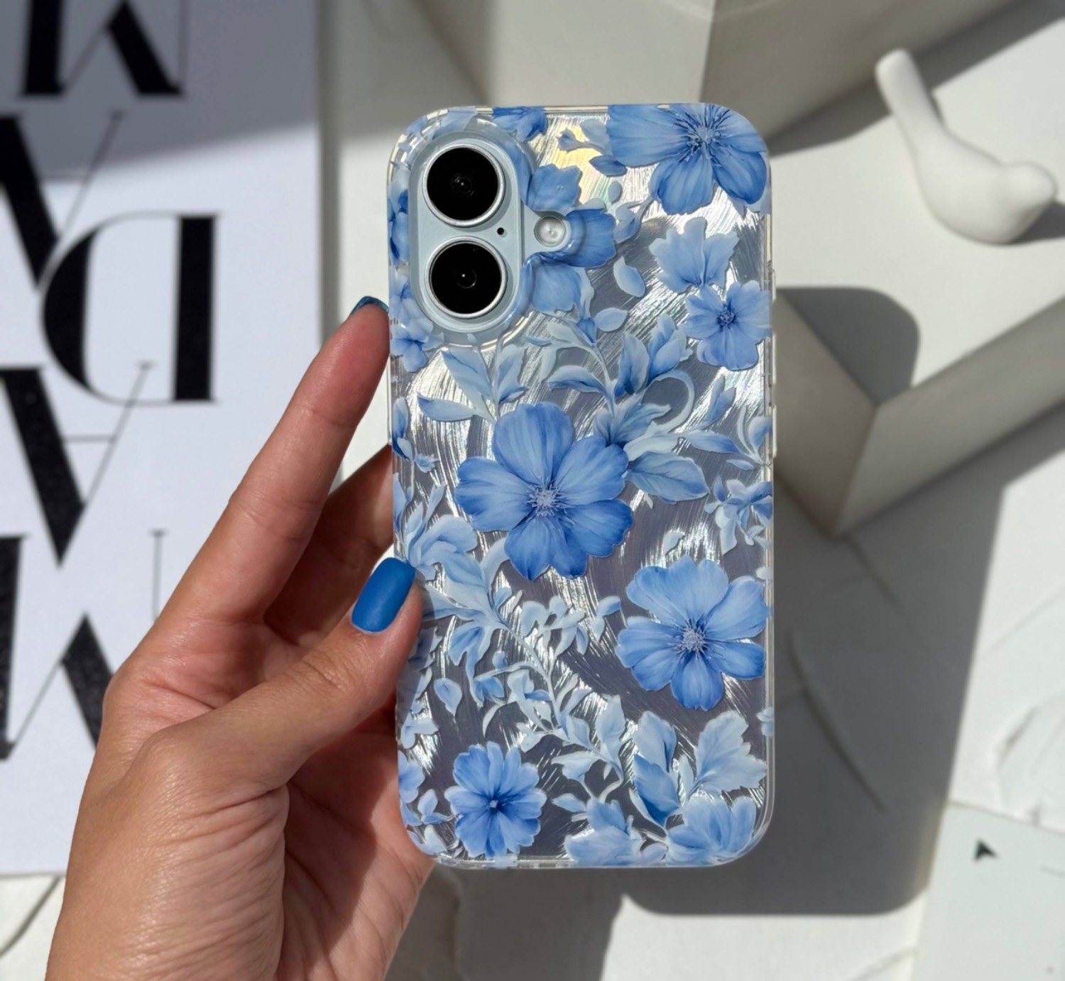 قاب آیفون IMD شکوفه های آبی Blue Blooms همراه اکسسوری