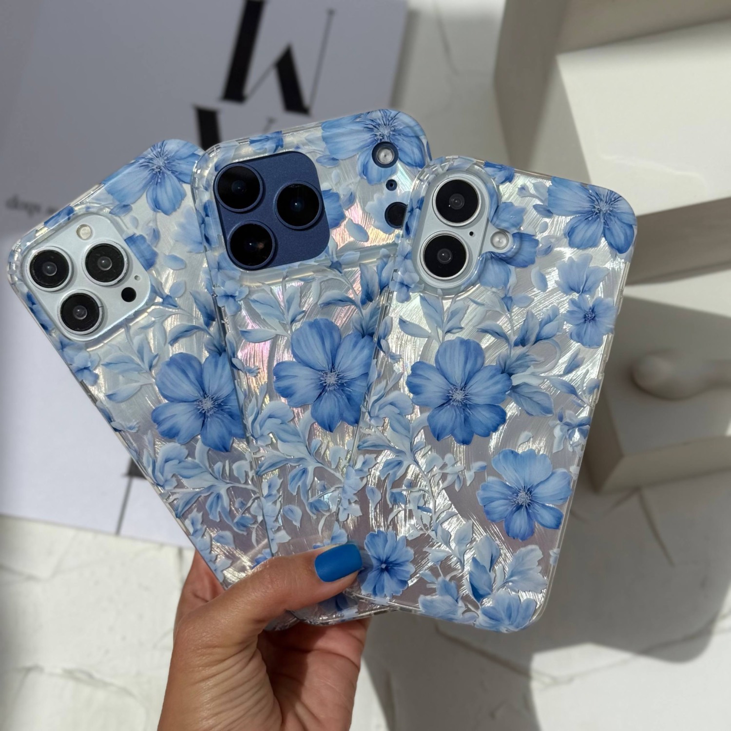 قاب آیفون IMD شکوفه های آبی Blue Blooms همراه اکسسوری