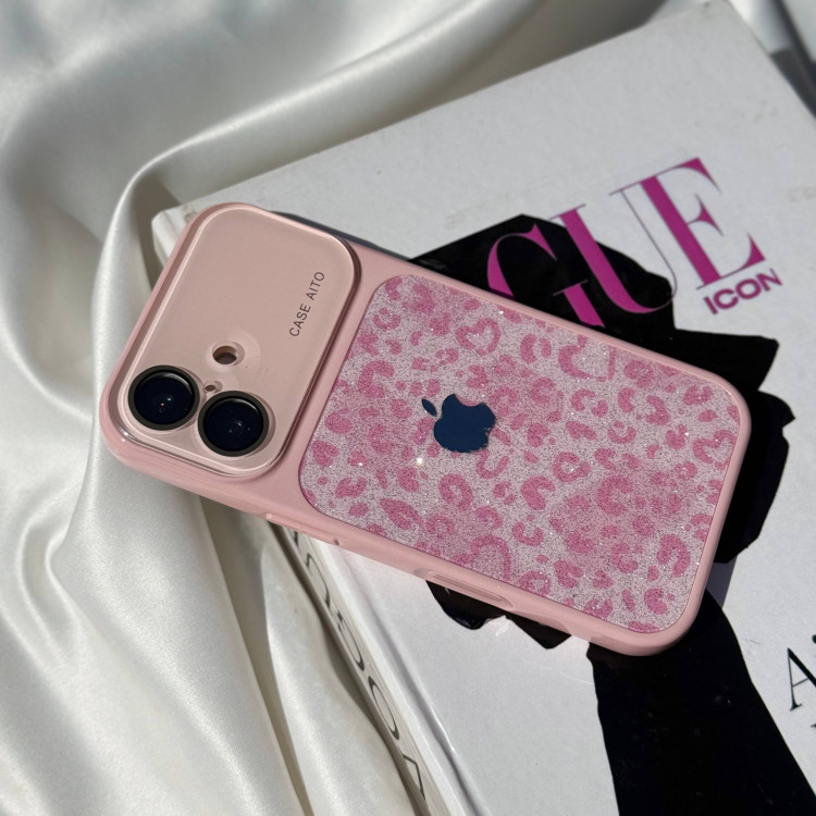 قاب فانتزی آیفون مدل Leo Lens Glitter Pink
