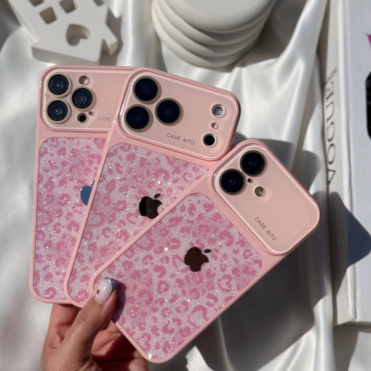 قاب پلنگی لنز اکلیلی صورتی Leo Lens Glitter Pink مناسب آیفون