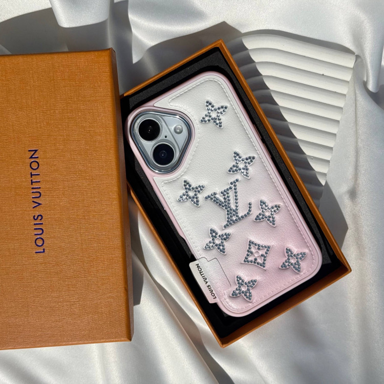 قاب صورتی لوکس LV Leather Diamond